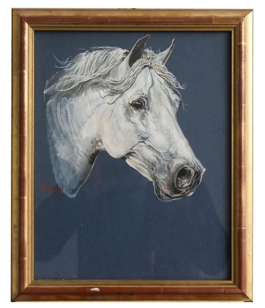 White Horse Head By Henri Fanjul Watercolor